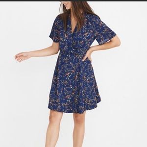 Madewell Navy Floral Wrap Dress